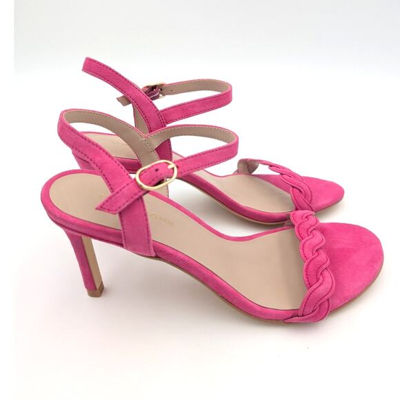 Stuart Weitzman Dancer Twistie 100 Suede Sandal Women's Pink Size US7 - Picture 3 of 11